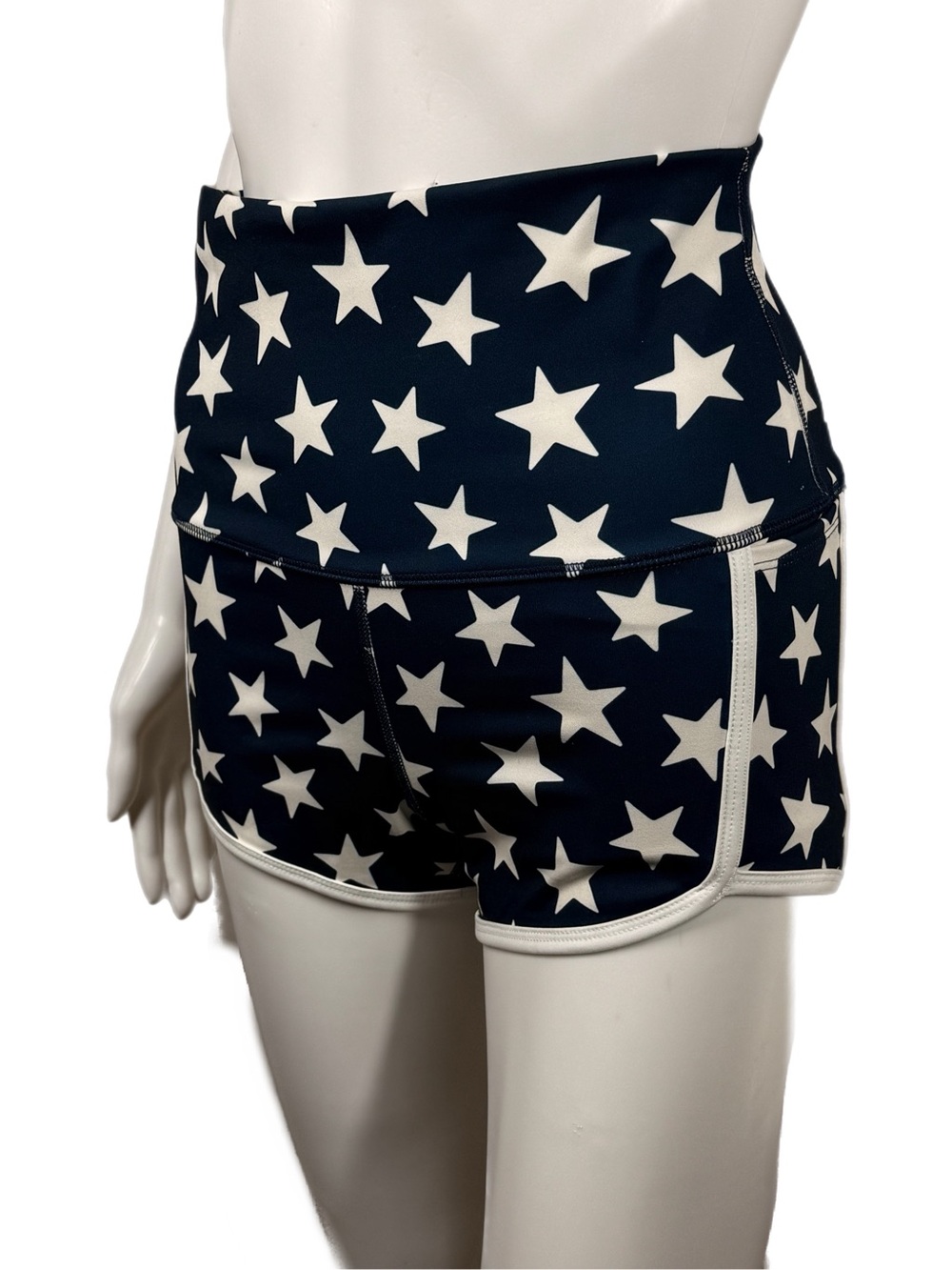 Free People | Island Time Navy Star-Print High-Rise Yoga Athletic Shorts - Picture 8 of 15